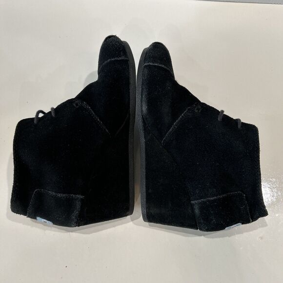 TOMS Boots Womens 8 Desert Bootie Black Suede Wedge Heel Lace Up Comfort Ankle - Picture 6 of 12